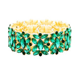 Marquise Floral Oval Crystal Cluster Stretch Evening Bracelet
