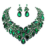 Marquise Stone Cluster Accented Evening Necklace
