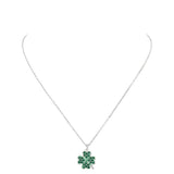 Stone Paved Clover Pendant Necklace