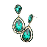 Teardrop Crystal Rhinestone Dangle Evening Earrings