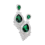 Teardrop Stone Accented Dangle Evening Earrings