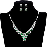 Teardrop Stone Accented Rhinestone Necklace