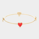 Enamel Heart Pointed Bangle Bracelet