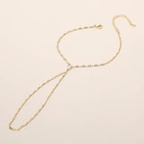 Oval Stone Accent Delicate Hand Chain Bracelet