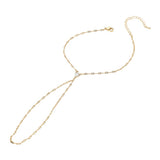 Oval Stone Accent Delicate Hand Chain Bracelet