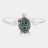 Antique Metal Abalone Sea Turtle Bangle Bracelet