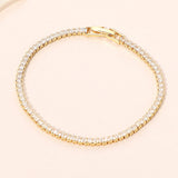 18K Gold Dipped Delicate Round Cut Tennis Chain Bracelet