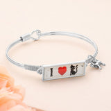I Love Cat Charm Message Hook Bracelet