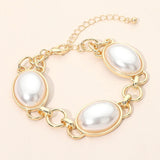 Oval Pearl Cabochon Link Bracelet