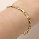 18K Gold Dipped Crystal Accent Geometric Link Bracelet