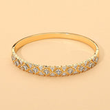 18K Gold Dipped Geometric Crystal Hinged Bangle Bracelet