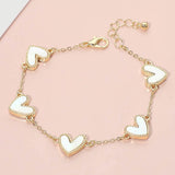 Mother of Pearl Heart Charm Station Bracelet