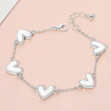 Mother of Pearl Heart Charm Station Bracelet