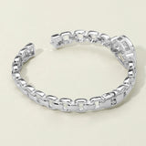 CZ Stone Paved Square Center Accent Hinged Bangle Bracelet