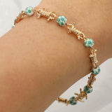 Floral Ceramic Ball Metal Rope Wrap Link Bracelet