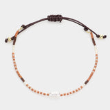 Pearl Accented Beaded Cinch Pull Tie Bracelet