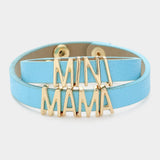 2PCS - MINI MAMA Message Faux Leather Button Snap Bracelets Set