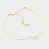 Pearl Pointed Wax Rope Bracelet