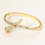 Stone Paved Snake Hinged Bangle Bracelet
