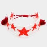 Beaded Star Tassel Cinch Pull Tie Bracelet