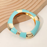 Bold Enamel Inlay Square Hinged Bangle Bracelet