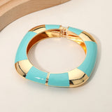 Bold Enamel Inlay Square Hinged Bangle Bracelet
