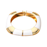 Bold Enamel Inlay Square Hinged Bangle Bracelet