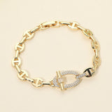 CZ Pave Toggle Charm Geometric Link Bracelet