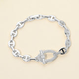 CZ Pave Toggle Charm Geometric Link Bracelet