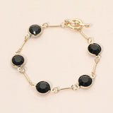 Round Stone Link Toggle Bracelet
