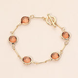 Round Stone Link Toggle Bracelet