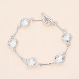 Round Stone Link Toggle Bracelet