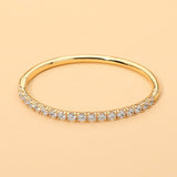 18K Gold Dipped Crystal Row Hinged Bangle Bracelet
