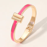 Metal Bar Tip Enamel Hinged Bangle Bracelet