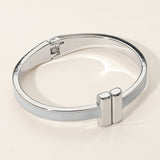 Metal Bar Tip Enamel Hinged Bangle Bracelet