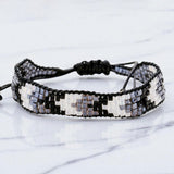 Chevron Pattern Cube Beaded Adjustable Cinch Pull Tie Bracelet