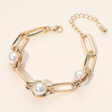 Pearl Cluster Link Paperclip Chain Bracelet