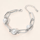 Pearl Cluster Link Paperclip Chain Bracelet
