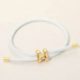 H Monogram Charm Accent Braided Cord Adjustable Slide Bracelet