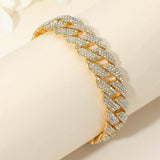 Bold 15mm Rhinestone Pave Miami Cuban Link Chain Bracelet