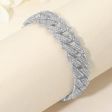 Bold 15mm Rhinestone Pave Miami Cuban Link Chain Bracelet