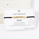 Gold Dipped BRIDE Message Bar Pointed Rope Adjustable Cinch Pull Tie Bracelet