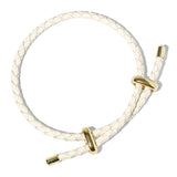 Faux Leather Braided Gold Dipped Tip Adjustable Bracelet