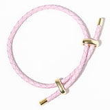 Faux Leather Braided Gold Dipped Tip Adjustable Bracelet