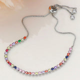 Round CZ Stone Bezel Adjustable Pull Tie Bracelet