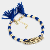 "Dream" Feather Accented Thread Tassel Bracelet