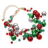 Christmas Bauble Cluster Beaded Bracelet