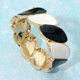 Enamel Marquise Link Hinged Bangle Bracelet