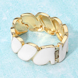 Enamel Marquise Link Hinged Bangle Bracelet