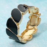 Enamel Marquise Link Hinged Bangle Bracelet